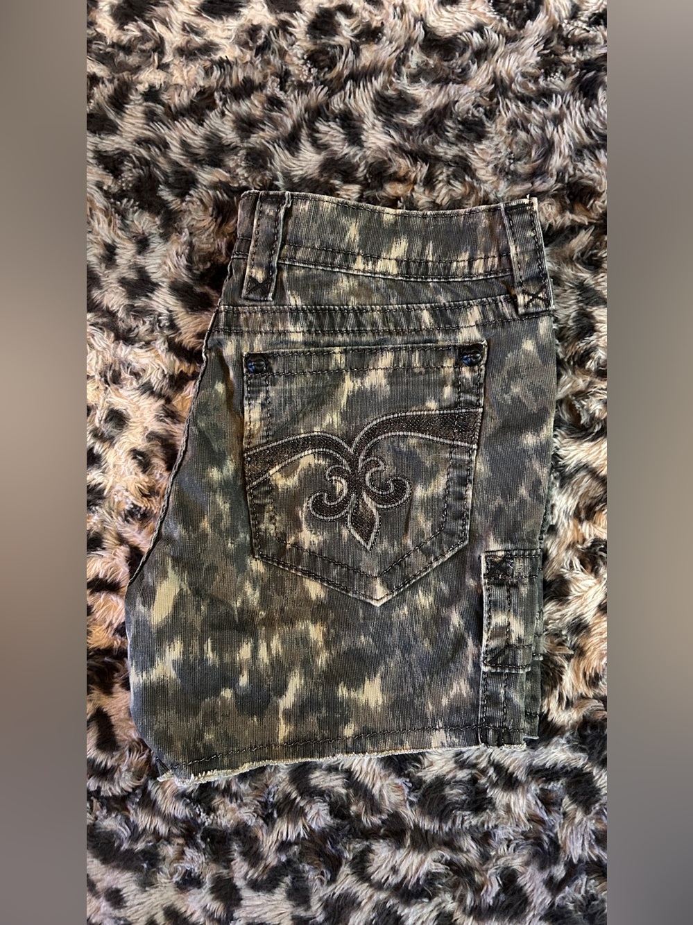 Rock Revival Black and Tan Tie-Dye Jean Shorts